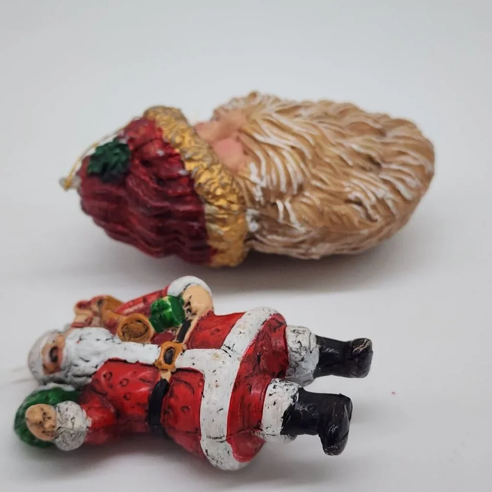 Vintage Blow Mold Rustic Primitive Figures Santa Claus Christmas Ornaments 3" - Picture 7 of 7